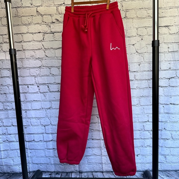 Girls Red Jogger Sweatpants - Picture 1 of 6